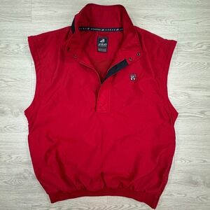 Ahead Men's Golf Vest Windbreaker 1/4 Zip Red Large Sleeveless Pullover Sporty